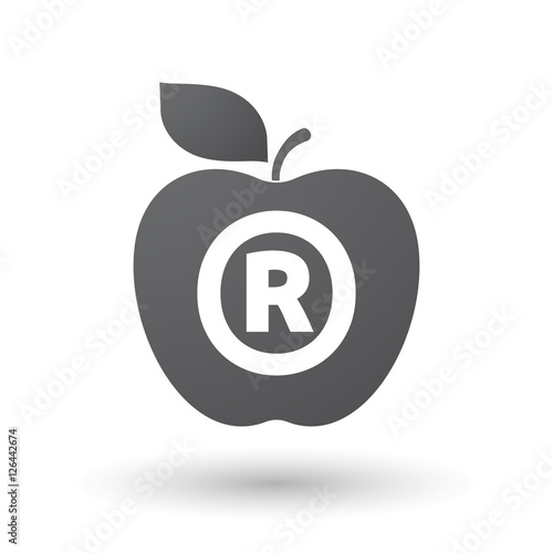 Isolated apple fruit with    the registered trademark symbol