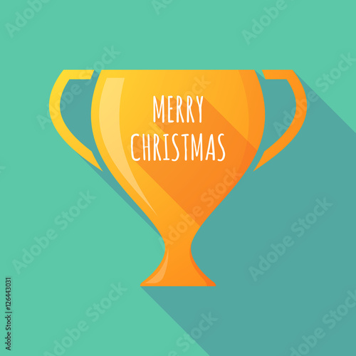 Long shadow award cup with    the text MERRY CHRISTMAS