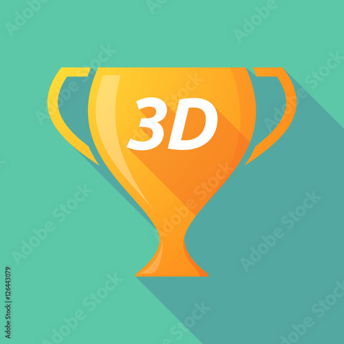 Long shadow award cup with    the text 3D