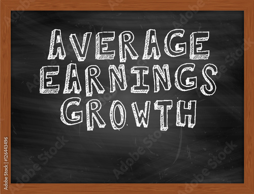 AVERAGE EARNINGS GROWTH handwritten text on black chalkboard