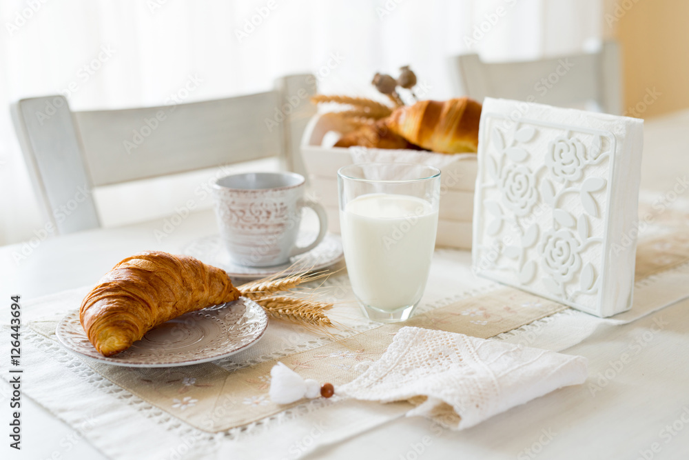breakfast with freshly baked croissants breakfast with freshly baked croissants