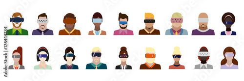 Set aus Personen mit VR Headsets