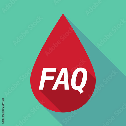 Long shadow blood drop with    the text FAQ