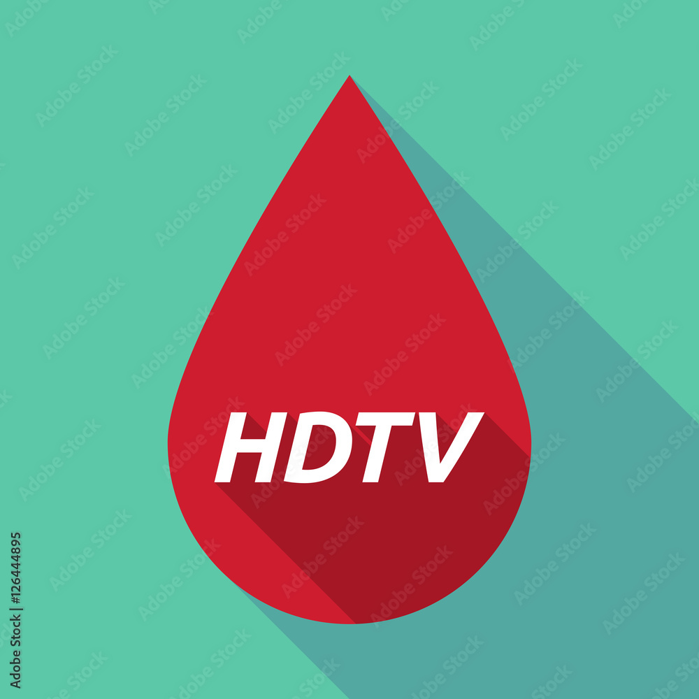 Long shadow blood drop with the text HDTV Long shadow blood drop with the text HDTV