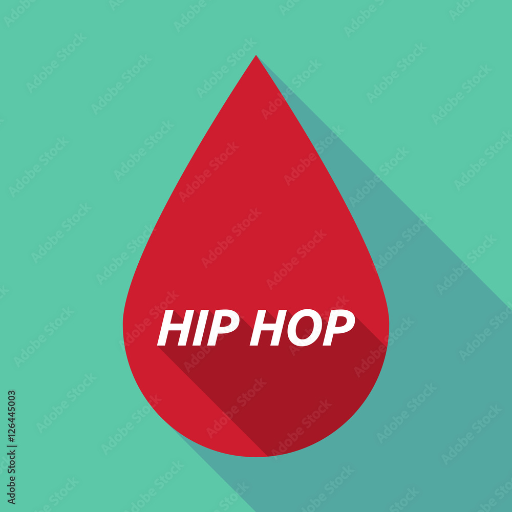 Long shadow blood drop with the text HIP HOP Long shadow blood drop with the text HIP HOP