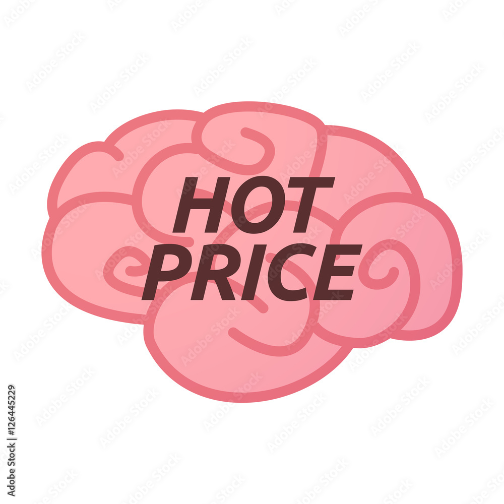 Isolated brain icon with the text HOT PRICE Isolated brain icon with the text HOT PRICE