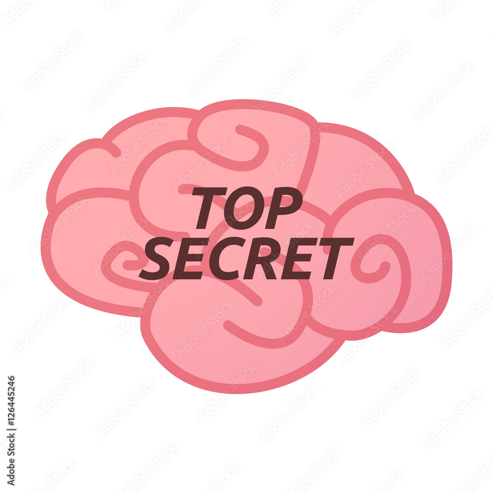 Isolated brain icon with the text TOP SECRET Isolated brain icon with the text TOP SECRET