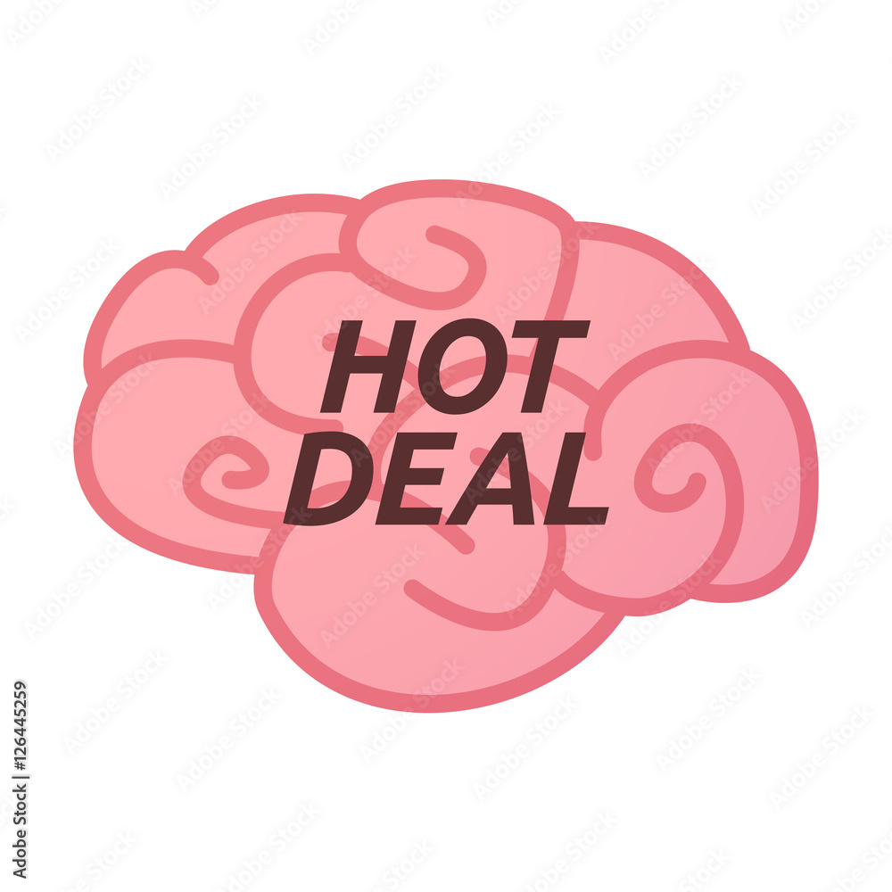 Isolated brain icon with the text HOT DEAL Isolated brain icon with the text HOT DEAL