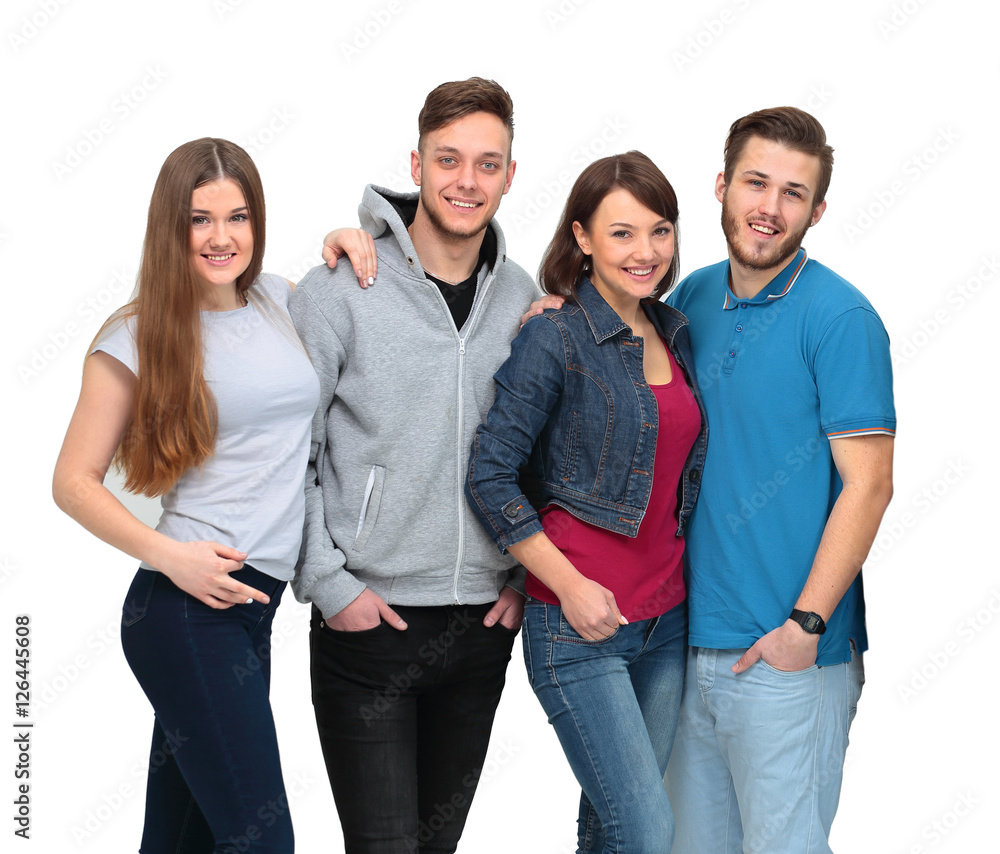 Fototapeta premium Happy young group of people standing togethe