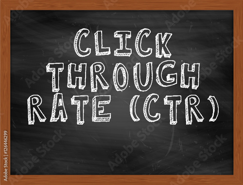 CLICK THROUGH RATE CTR handwritten text on black chalkboard