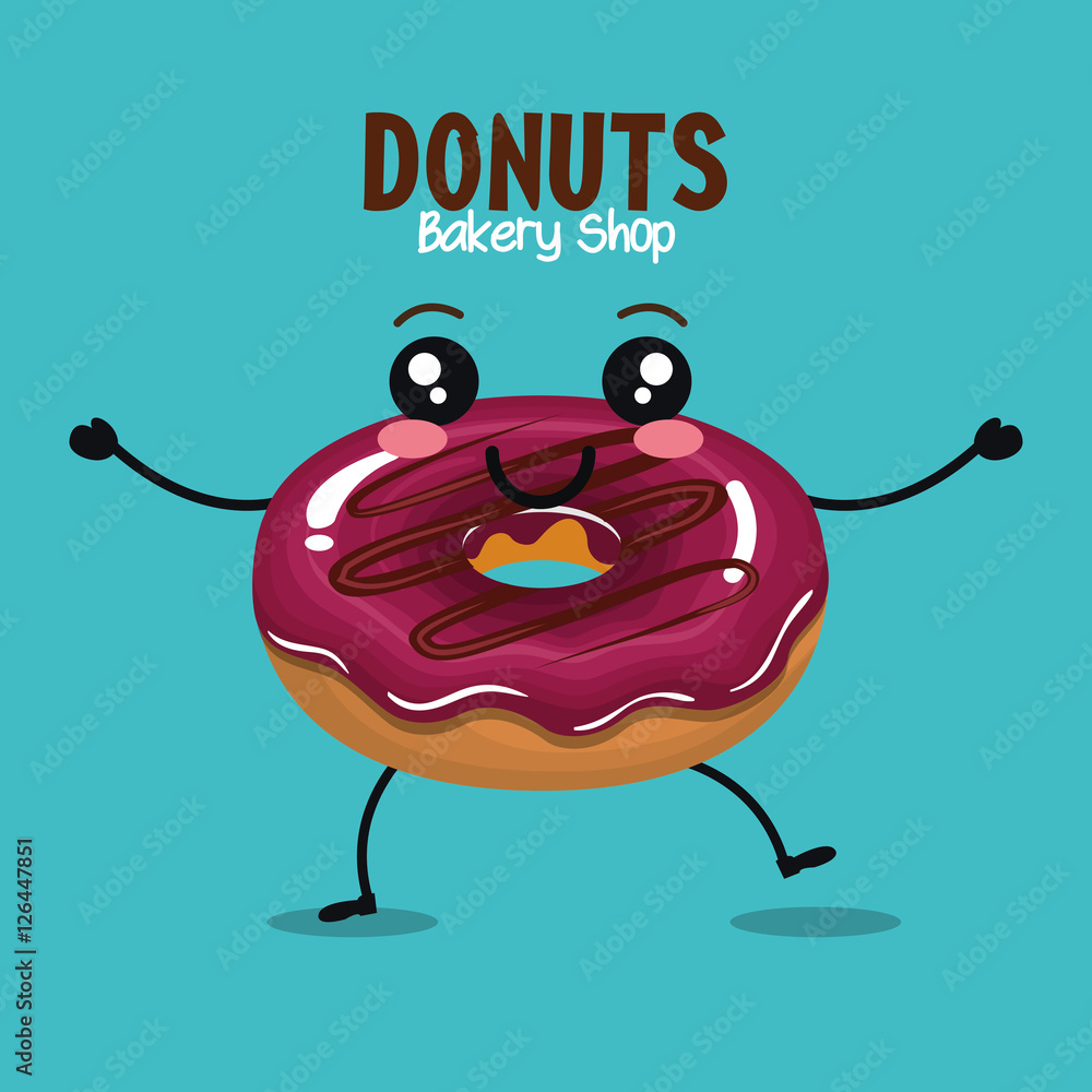 delicious donut comic character vector illustration design Stock