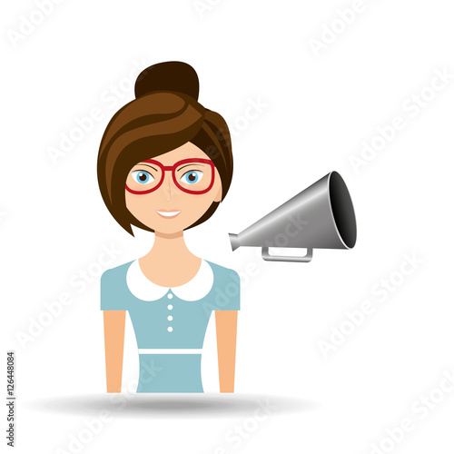 beautiful girl concept cinema movie speaker icon vector illustration eps 10