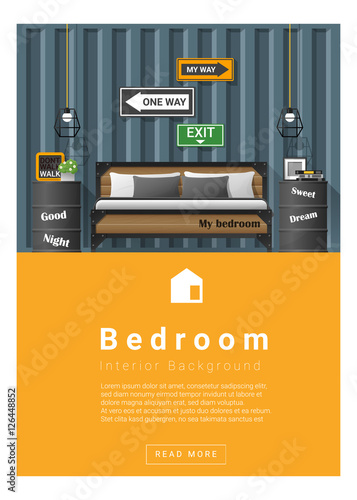 Interior design Modern bedroom banner , vector, illustration