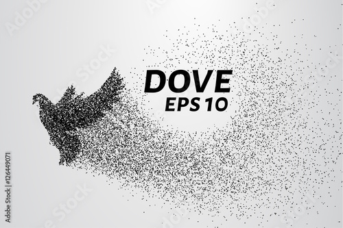 The dove of the particles. Dove consists of small circles and dots. Vector illustration