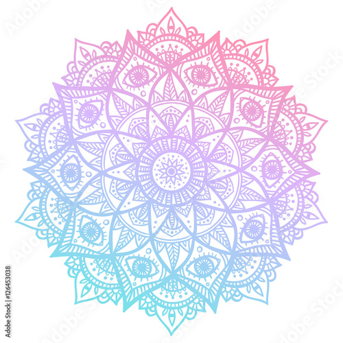 Fototapeta Colorful blue and pink flower mandala