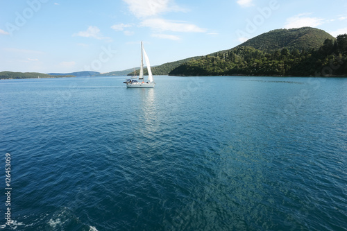 The yacht and Greek islands.