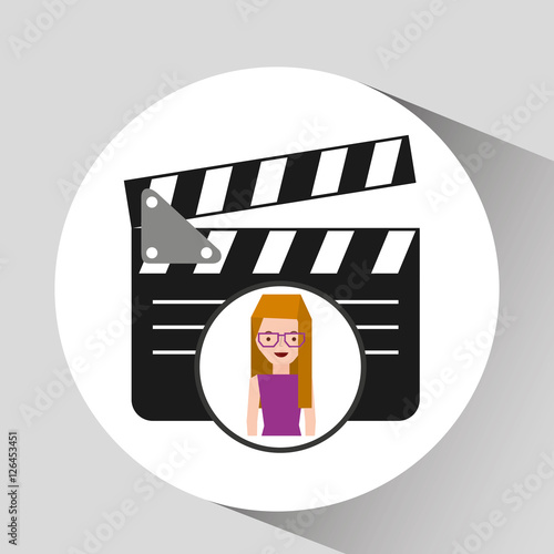 girl cartoon and clapper icon cinema graphic vector illustraion eps 10