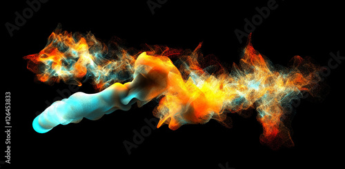 Clouds of colorful smoke in the dark, 3d illustration