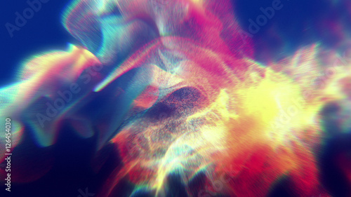 Particles of colored fume in air, 3d illustration