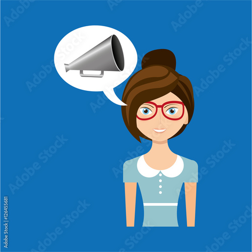 beautiful girl concept cinema movie speaker icon vector illustration eps 10