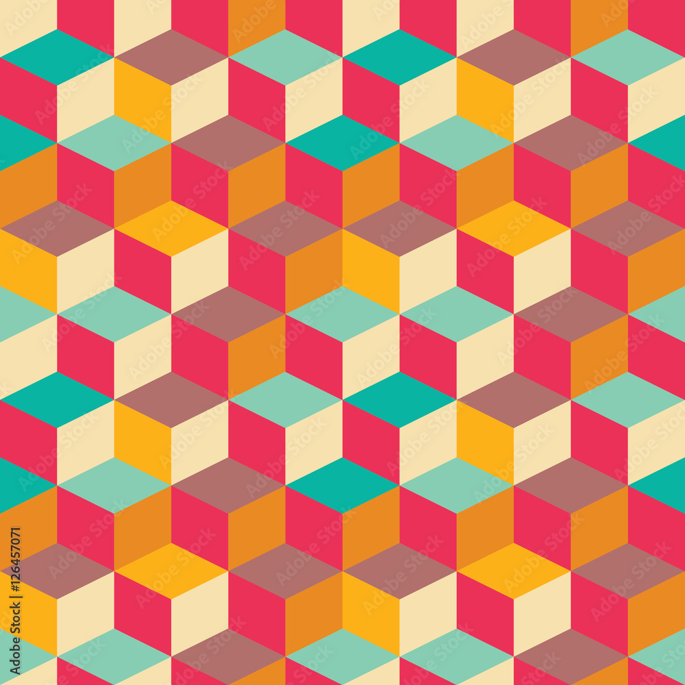 Geometric seamless pattern with colorful squares in retro design Geometric seamless pattern with colorful squares in retro design
