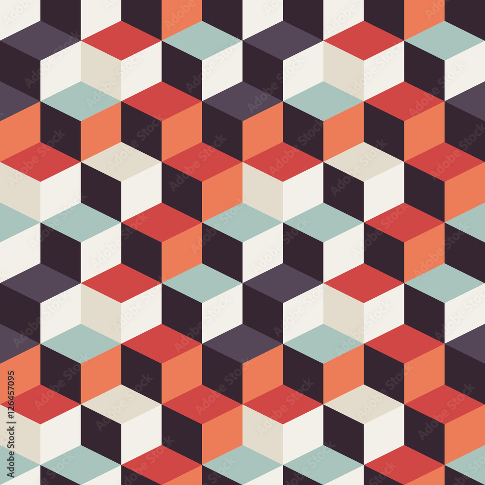 Geometric seamless pattern with colorful squares in retro design Geometric seamless pattern with colorful squares in retro design