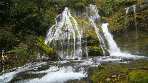 High definition movie of impressive Panther Creek Falls with plunging water audio sounds in Washington State 1080p hd photo
