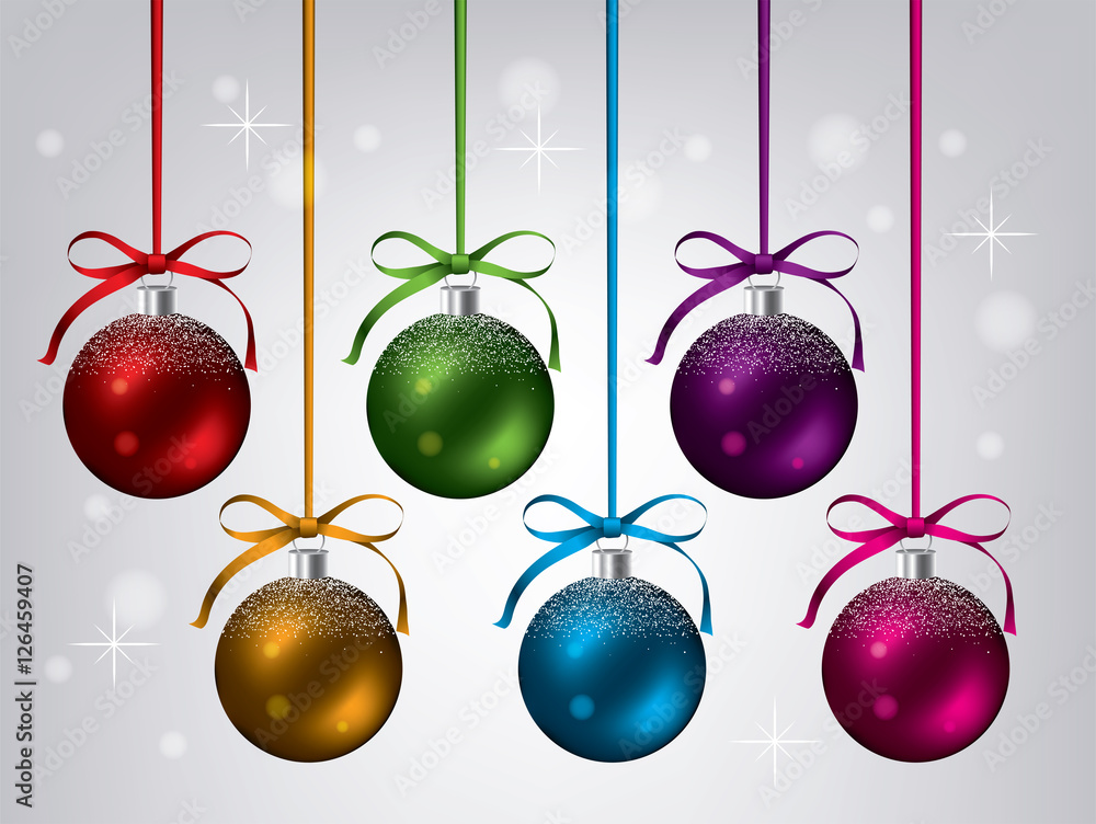 Obraz premium vector new year background with collection of hanging xmas balls