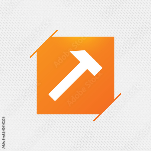Hammer sign icon. Repair service symbol. Orange square label on pattern. Vector © blankstock