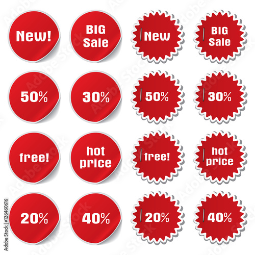 vector set of discount and sale stickers and labels