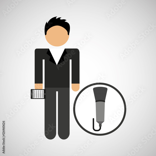 man smartphone and news microphone design vector illustration eps 10