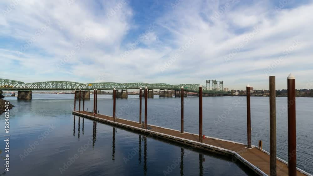 4k ultra high definition time lapse movie of white clouds and blue sky over Interstate 5 Portland Vancouver bridge auto traffic along Columbia River in Washington and Oregon State 4096x2304 uhd 4k ultra high definition time lapse movie of white clouds and blue sky over Interstate 5 Portland Vancouver bridge auto traffic along Columbia River in Washington and Oregon State 4096x2304 uhd