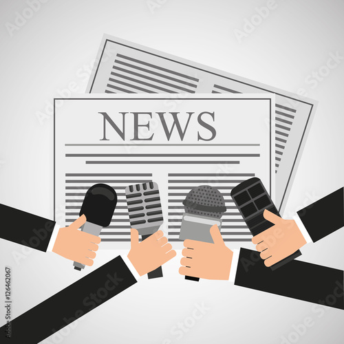 news hands reporter microphone and tape recorder vector illustration eps 10