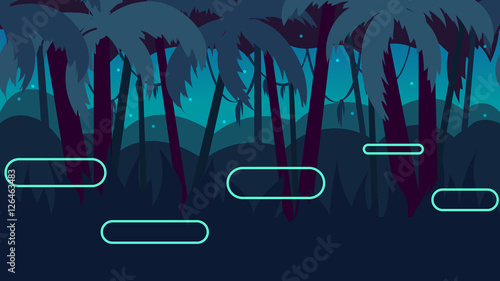 Seamless cartoon nature landscape with different platforms and separated layers for games.