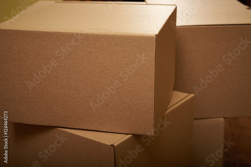 many of the cardboard boxes close-up © volodyar