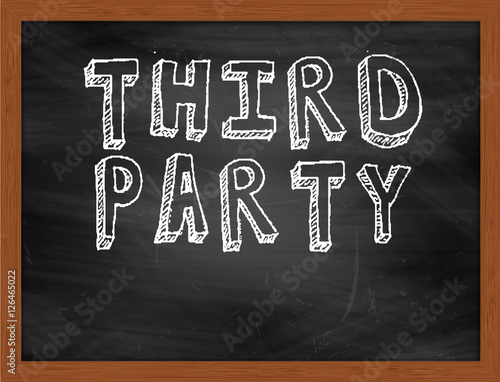 THIRD PARTY handwritten text on black chalkboard