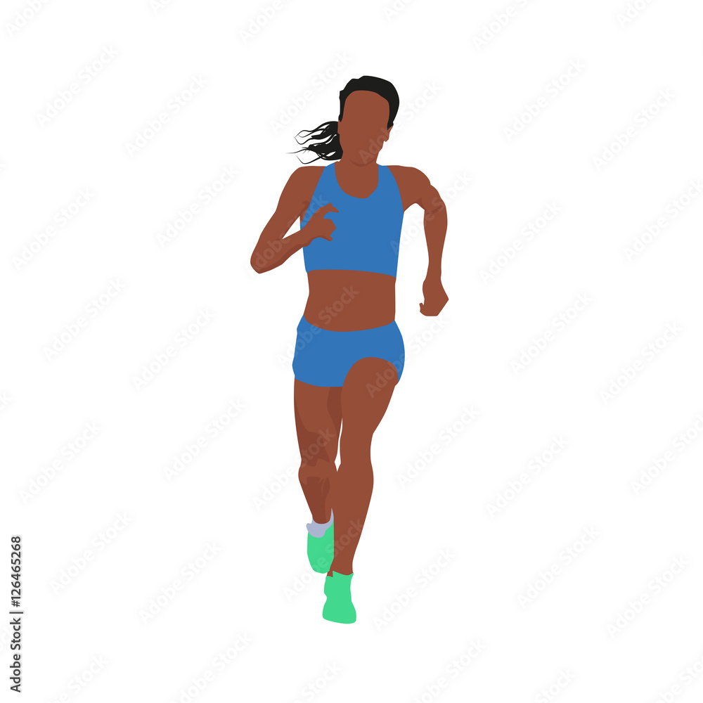 Running woman, vector illustration. Front view Running woman, vector illustration. Front view
