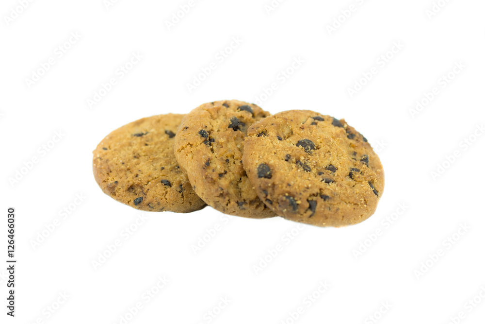 Chocolate chip cookie isolated on white Chocolate chip cookie isolated on white