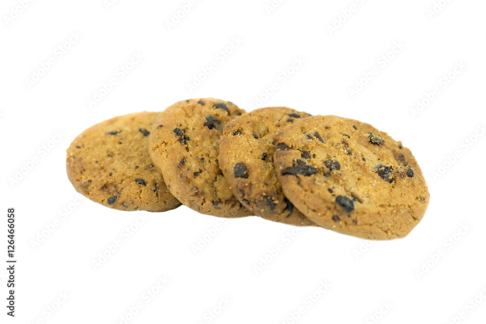 Chocolate chip cookie isolated on white Chocolate chip cookie isolated on white