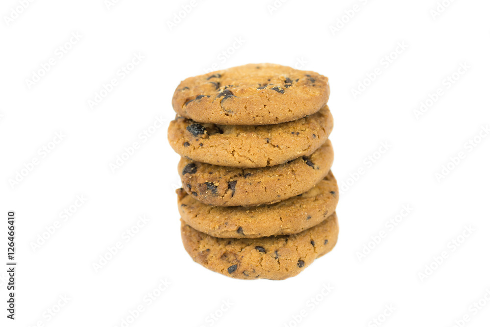 Chocolate chip cookie isolated on white Chocolate chip cookie isolated on white