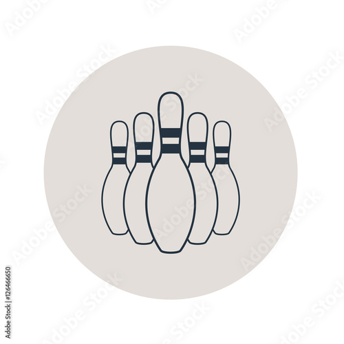 Icono plano bolos en circulo gris