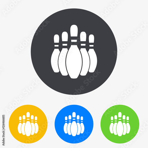 Icono plano bolos en circulo varios colores