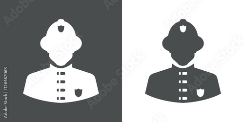 Icono plano silueta bombero gris
