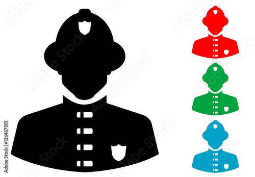 Icono plano silueta bombero varios colores