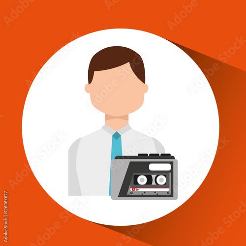 interview news microphone and tape recorder vector illustration eps 10