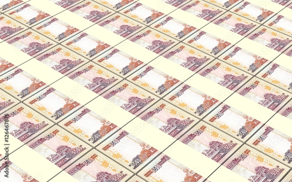 Jamaican dollar bills stacks background. 3D illustration Jamaican dollar bills stacks background. 3D illustration