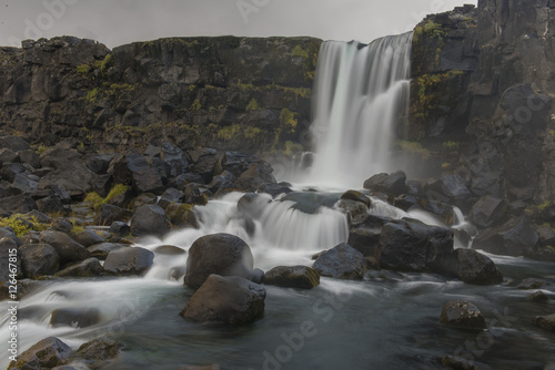 Oxarafoss Waterfall  Southwestern Iceland