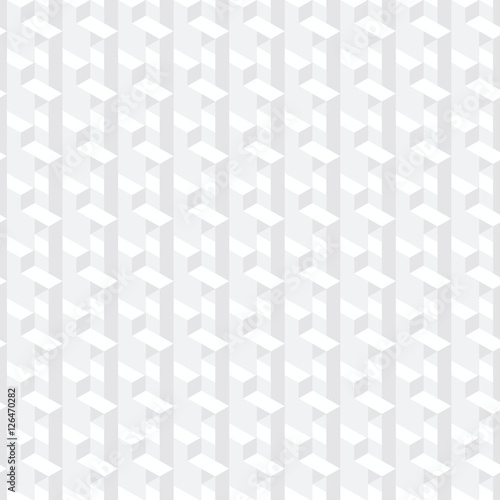 Abstract geometric background. Repeating texture with light monochrome geometrical ornament. Seamless vector pattern with isometric cubic structure.
