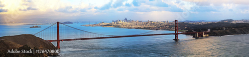 Golden Gate Bridge in San Francisco on a partly cloudy day