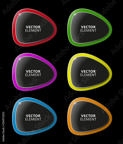 High Quality Modern Triangular Color Labels on Black Background. Vector Isolated Illustration. © treter